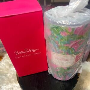 NIB Lilly Pulitzer bunny business Stainless Steel tumbler 20 oz With Box